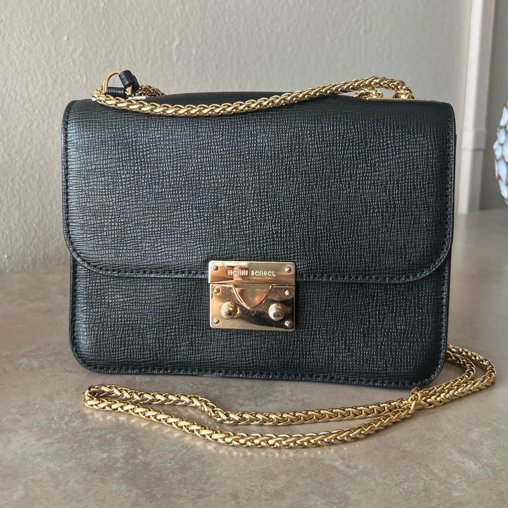 Henri Bendel black with gold handbag